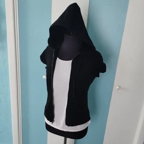 Prospirit Athletic Gear Hooded Zip-Up Black Vest w/ Pockets - Picture 3 of 5